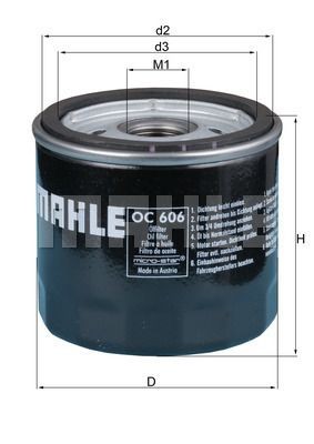 Фильтр масляный двигателя OC606 MAHLE