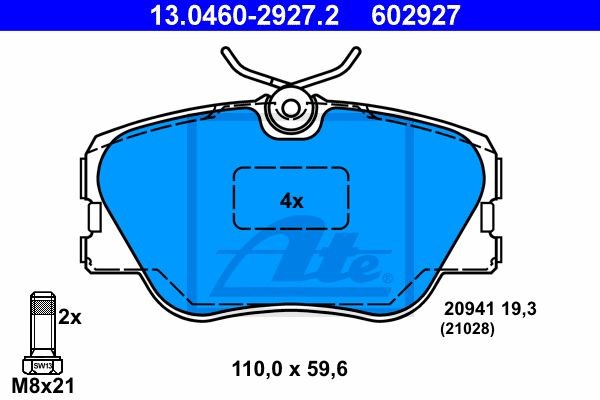 Колодки тормозные дисковые 13.0460-2927.2 ATE