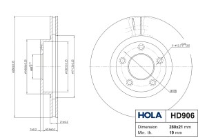 Диск тормозной HD906 HOLA
