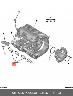 Прокладка впускного коллектора (комплект) 0348 S1 CITROEN