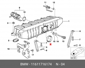 Прокладка впускного коллектора 11 61 1 716 174 BMW