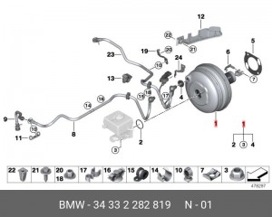 Усилитель тормозов вакуумный 34 33 2 282 819 BMW