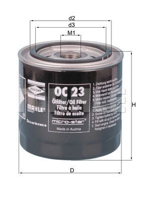 Фильтр масляный двигателя OC23OF MAHLE