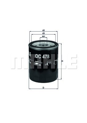 Фильтр масляный двигателя OC478 MAHLE