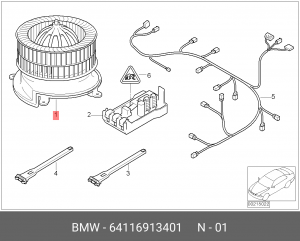 Электромотор отопителя салона 64 11 6 913 401 BMW
