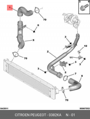 Патрубок интеркулера 0382 KA CITROEN