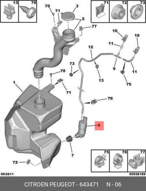Электронасос стеклоомывателя 6434 71 CITROEN