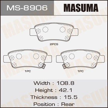 Колодки тормозные дисковые MS8906 MASUMA