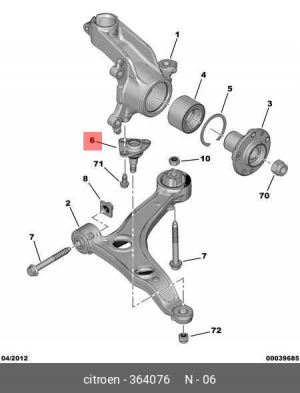 Опора шаровая подвески 3640 76 CITROEN