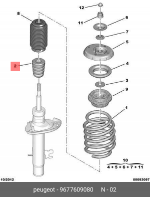 Отбойник амортизатора подвески 96776090 80 CITROEN