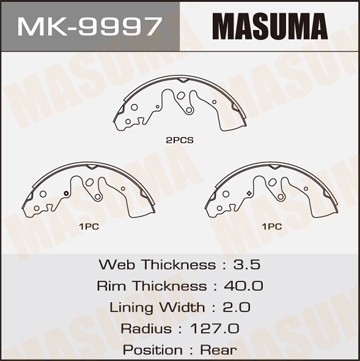Колодки тормозные барабанные MK9997 MASUMA