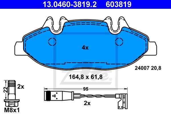 Колодки тормозные дисковые 13.0460-3819.2 ATE