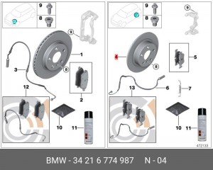 Диск тормозной 34 21 6 774 987 BMW
