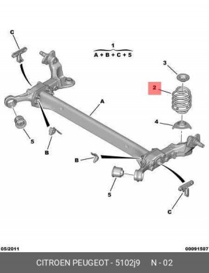 Пружина подвески 5102 J9 CITROEN