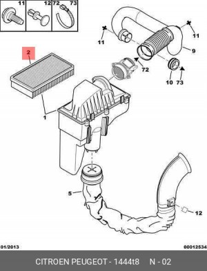 Фильтр воздушный 1444 T8 CITROEN