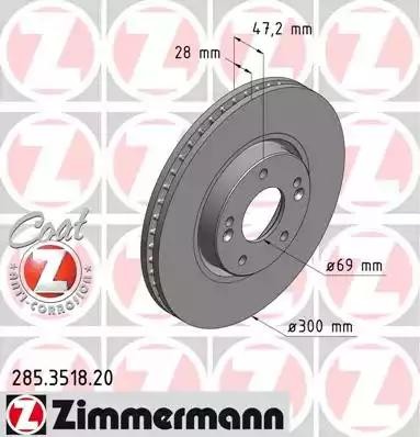 Диск тормозной 285.3518.20 ZIMMERMANN