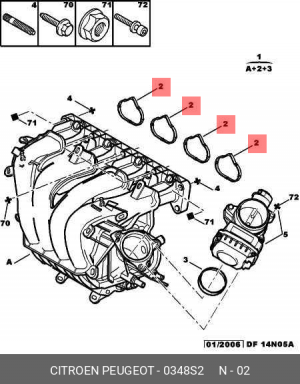 Прокладка впускного коллектора 0348 S2 CITROEN