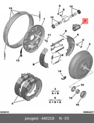 Цилиндр тормозной рабочий 4402 C8 CITROEN