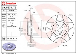 Диск тормозной 09.5674.76 BREMBO