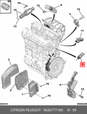 Датчик температуры охлаждающей жидкости 96367771 80 CITROEN