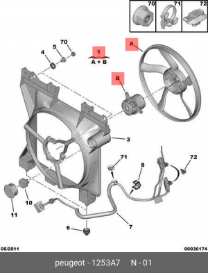 Вентилятор охлаждения радиатора ДВС 1253 A7 CITROEN