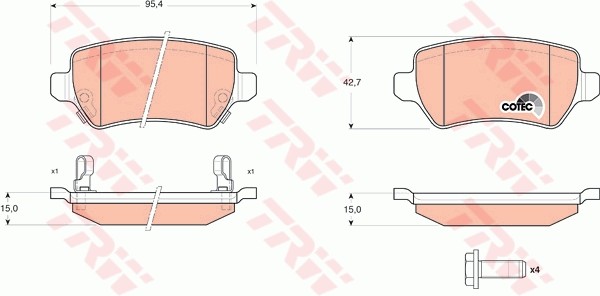 Колодки тормозные дисковые GDB1515 TRW
