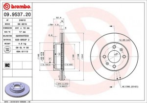 Диск тормозной 09.9537.20 BREMBO