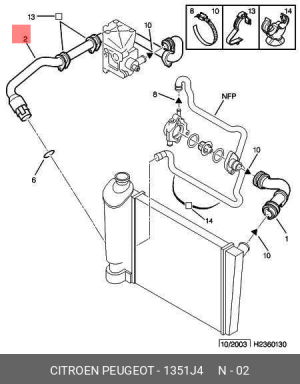 Патрубок системы охлаждения ДВС 1351 J4 CITROEN