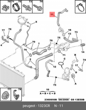 Патрубок системы охлаждения ДВС 1323 CR CITROEN