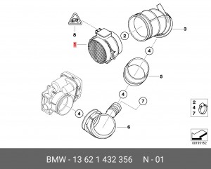 Датчик массового расхода воздуха - ДМРВ 13 62 1 432 356 BMW
