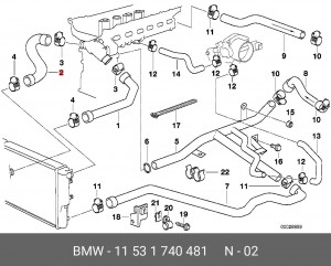 Патрубок системы охлаждения ДВС 11 53 1 740 481 BMW