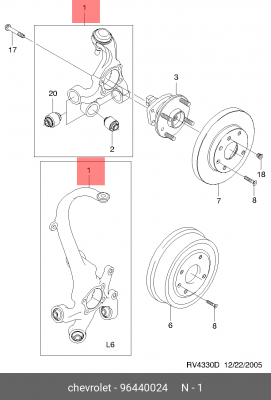 Кулак поворотный 96440024 CHEVROLET