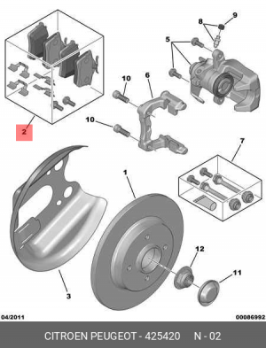 Колодки тормозные дисковые 4254 20 CITROEN