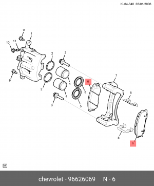 Колодки тормозные дисковые 96626069 CHEVROLET