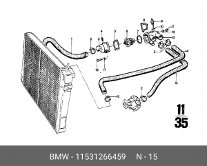 Патрубок системы охлаждения ДВС 11 53 1 266 459 BMW