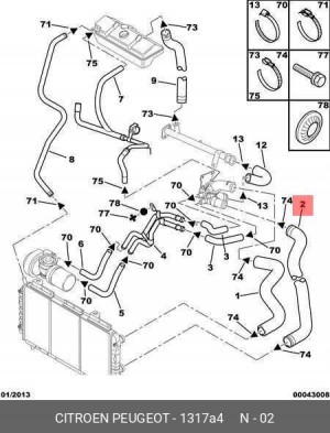 Патрубок системы охлаждения ДВС 1317 A4 CITROEN