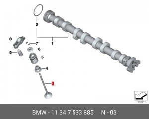 Клапан выпускной 11 34 7 533 885 BMW