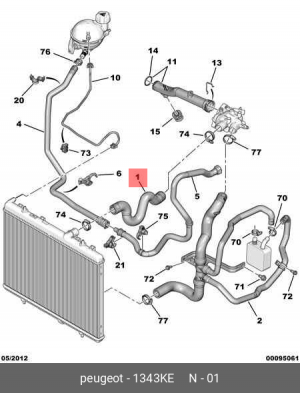 Патрубок системы охлаждения ДВС 1343 KE CITROEN