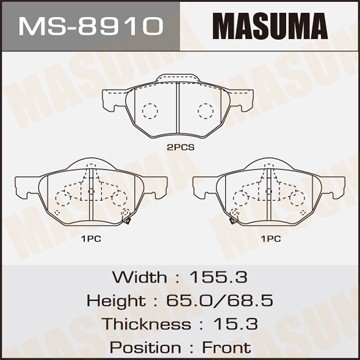 Колодки тормозные дисковые MS8910 MASUMA