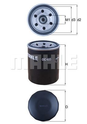 Фильтр масляный двигателя OC495 MAHLE