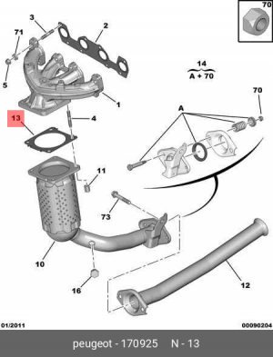 Прокладка системы выпуска ОГ 1709 25 CITROEN