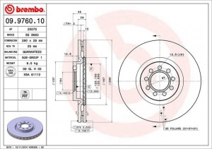 Диск тормозной 09.9760.10 BREMBO