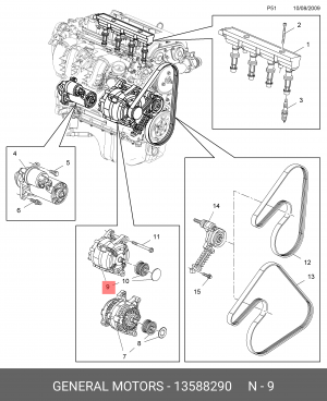 Генератор 13588290 OPEL