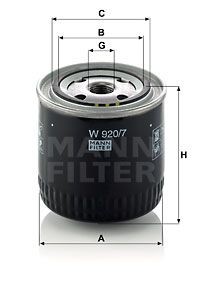 Фильтр масляный двигателя W 920-7 MANN FILTER