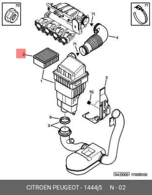 Фильтр воздушный 1444 J5 CITROEN