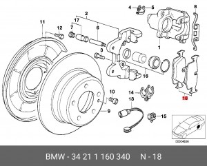 Колодки тормозные дисковые 34 21 1 160 340 BMW