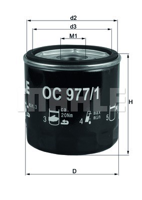 Фильтр масляный двигателя OC977/1 MAHLE