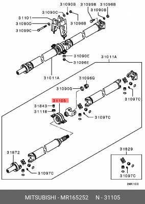 Опора приводного вала MR165252 MITSUBISHI
