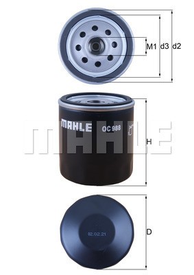 Фильтр масляный двигателя OC988 MAHLE