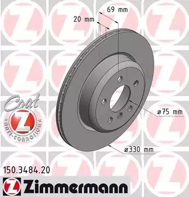 Диск тормозной 150.3484.20 ZIMMERMANN